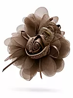 Organza Rose Hair Clutcher with Crystal-Edged Petals