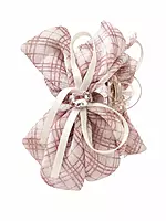 Pink Plaid Scrunchie Hair Clutcher with Bow and Crystal Accent