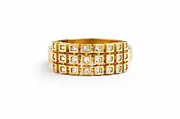 Triple Row Crystal Band Ring