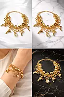 Gold Plated Dolphin Charm Bracelet with Crystal Pendant
