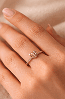 Gold Heart Pearl Accent Ring