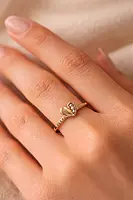 Gold Heart Pearl Accent Ring