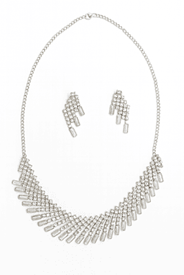 Silver Crystal Radiance Necklace and Earring Set