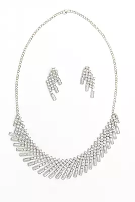 Silver Crystal Radiance Necklace and Earring Set