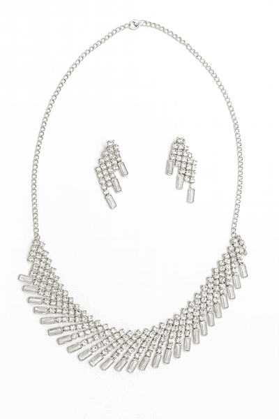 Silver Crystal Radiance Necklace and Earring Set