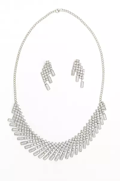 Silver Crystal Radiance Necklace and Earring Set