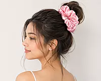 Satin Scrunchie Set with Crystal Accents