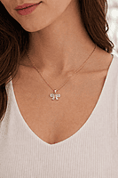 Gold Plated Bow Pendant Necklace with Crystal Accents