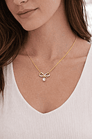 Bow Pendant Necklace with Crystal Drop | Anti Tarnish