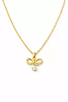 Bow Pendant Necklace with Crystal Drop | Anti Tarnish