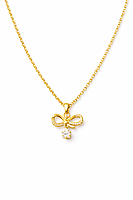 Bow Pendant Necklace with Crystal Drop | Anti Tarnish