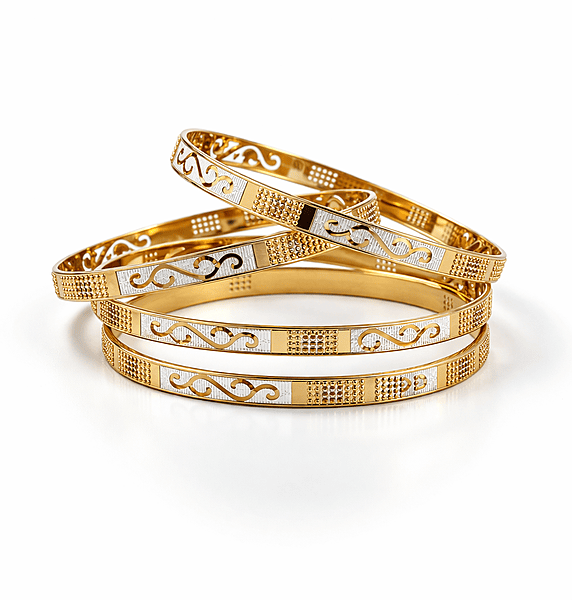 Gold and Silver Filigree Bangle Set
