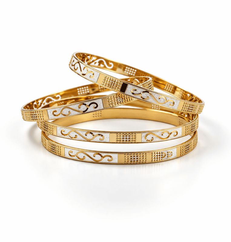 Gold and Silver Filigree Bangle Set