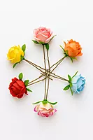 Multicolor Rose Hair Pins – Set of 6 Artificial Floral Hair Accessories