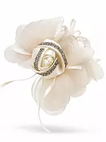 Organza Rose Hair Clutcher with Crystal-Edged Petals