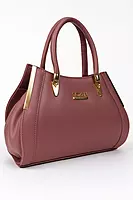 Elegant Mauve Leather Handbag with Gold Accents