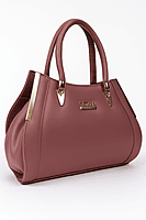 Elegant Mauve Leather Handbag with Gold Accents