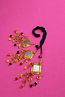 Golden Mirror Work Latkan with Multicolor Beads