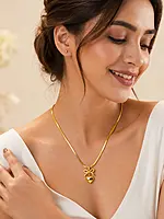 Gold Heart and Bow Pendant Necklace