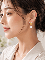 Crystal Butterfly Bow Earrings with Pearl Drops in Gold