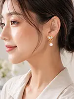 Crystal Butterfly Bow Earrings with Pearl Drops in Gold