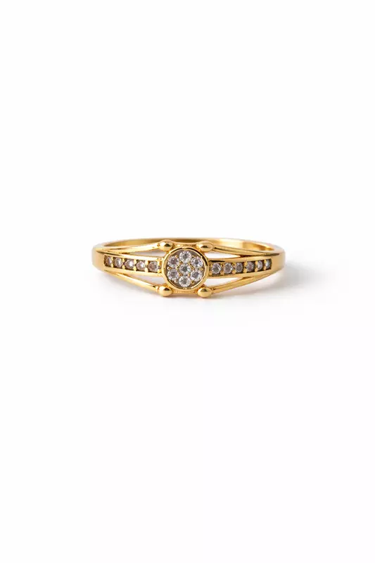 Gold Halo Crystal Band Ring