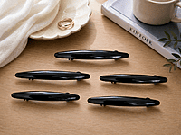 Matte Black Oval Hair Clip with Glossy Accent