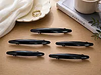 Matte Black Oval Hair Clip with Glossy Accent