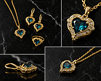 Heart Necklace, Earrings, and Ring Set - Gold