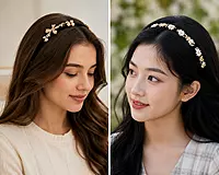 Embellished Black Hairbands Set - Pearl and Crystal Decorative Headbands
