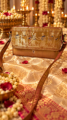 Mustard Swarnachari Silk Sling Bag | Handloom Woven Heritage Accessory
