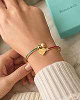 Gold Heart Charm Bangle with Colorful Enamel and Crystal Accent