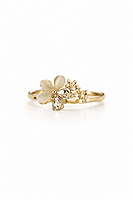 Gold Floral Pearl Crystal Ring