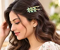 Gold-Tone Floral Hairpin Set with Translucent Bead Flowers