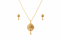 Traditional Gold Filigree Pendant and Earring Set