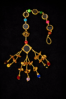 Multicolor Mirror and Bead Latkan with Golden Tassels