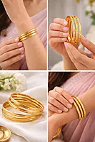 Classic Textured Gold Bangle Set