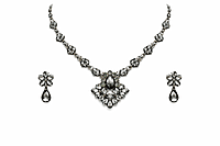Black Crystal Teardrop Necklace and Earring Set