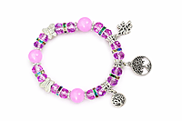 Crystal Beaded Charm Bracelet with Butterfly and Tree Pendants | Korean Bracelet