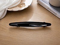 Matte Black Oval Hair Clip with Glossy Accent
