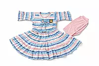 Striped Cotton Frock with Matching Leggings for Girls