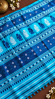 Turquoise Blue Assam Paat Silk Saree Turquoise Blue Assam Paat Silk Saree