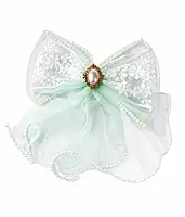 Lace and Tulle Bow Hairpin Set with Pearl Cameo.