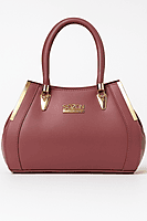 Elegant Mauve Leather Handbag with Gold Accents