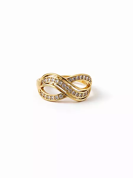 Gold Infinity Twist Crystal Ring