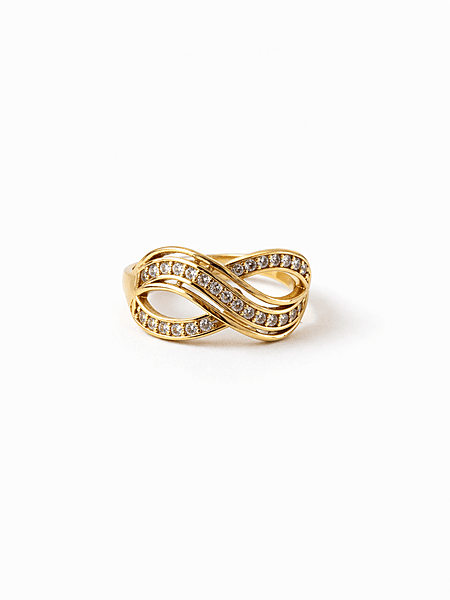 Gold Infinity Twist Crystal Ring