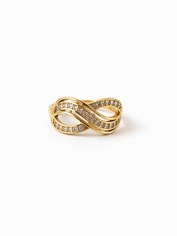 Gold Infinity Twist Crystal Ring
