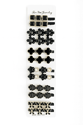 Elegant Black and Gold Floral Hair Clip Set – 6 Pairs (12pc)