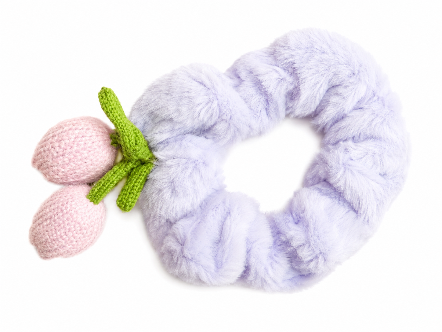 Plush Cherry Charm Hair Scrunchies