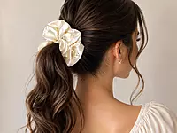 Satin Scrunchie Set with Crystal Accents